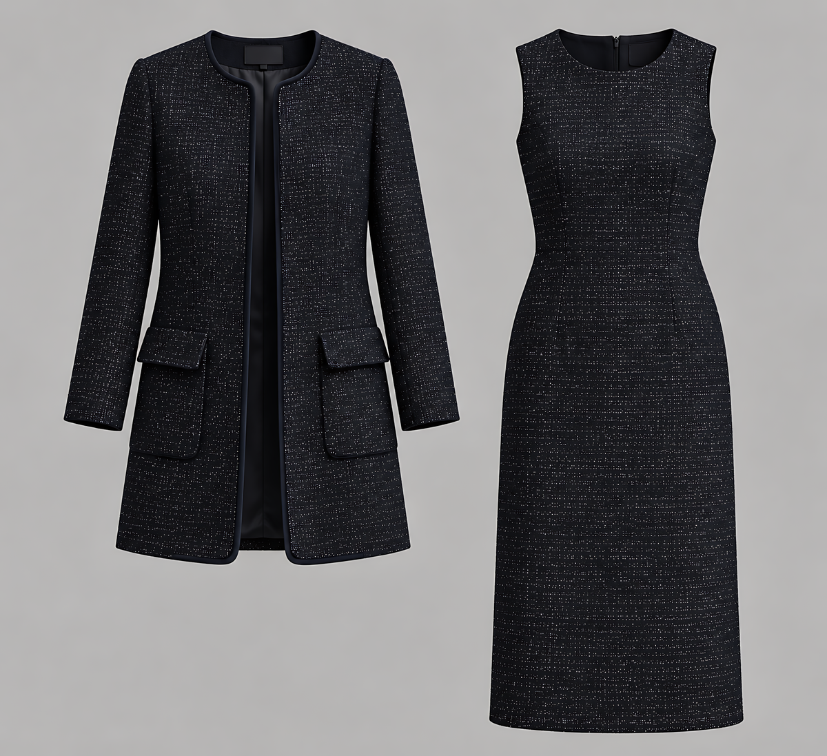 Completo abito giacca in tweed nero Zafren
