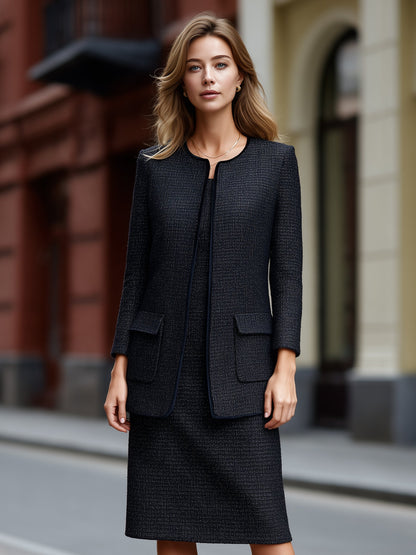 Completo abito giacca in tweed nero Zafren