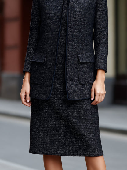 Completo abito giacca in tweed nero Zafren