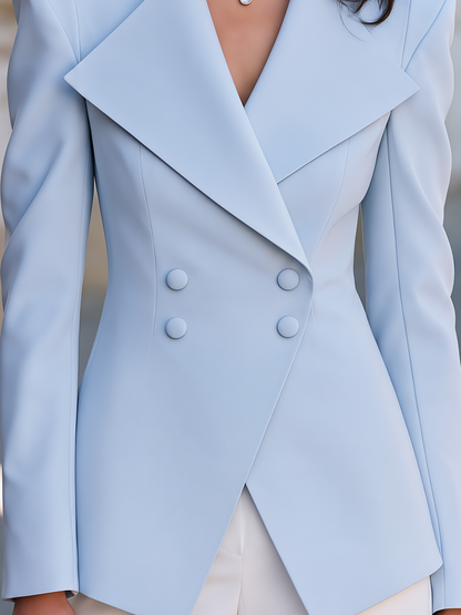Blazer Zafren blu asimmetrico doppiopetto