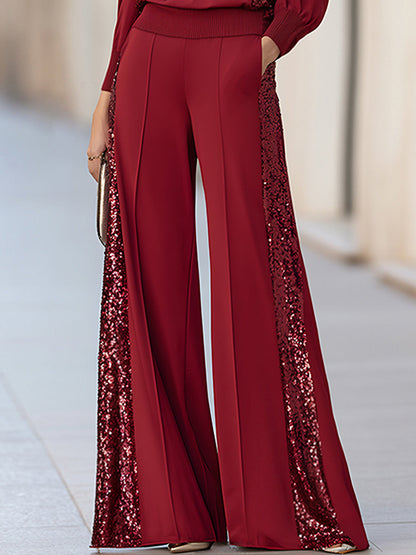 Completo pantaloni Zafren bordeaux con inserti di paillettes