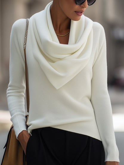 Maglione Zafren in maglia con scollo a cappuccio drappeggiato