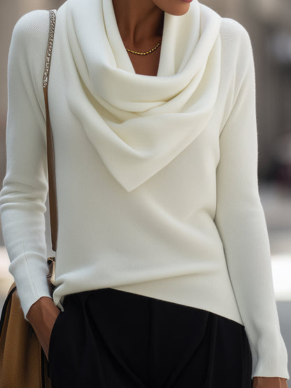 Maglione Zafren in maglia con scollo a cappuccio drappeggiato