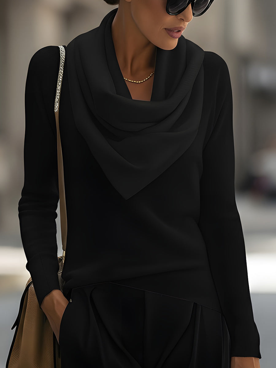 Maglione Zafren in maglia con scollo a cappuccio drappeggiato