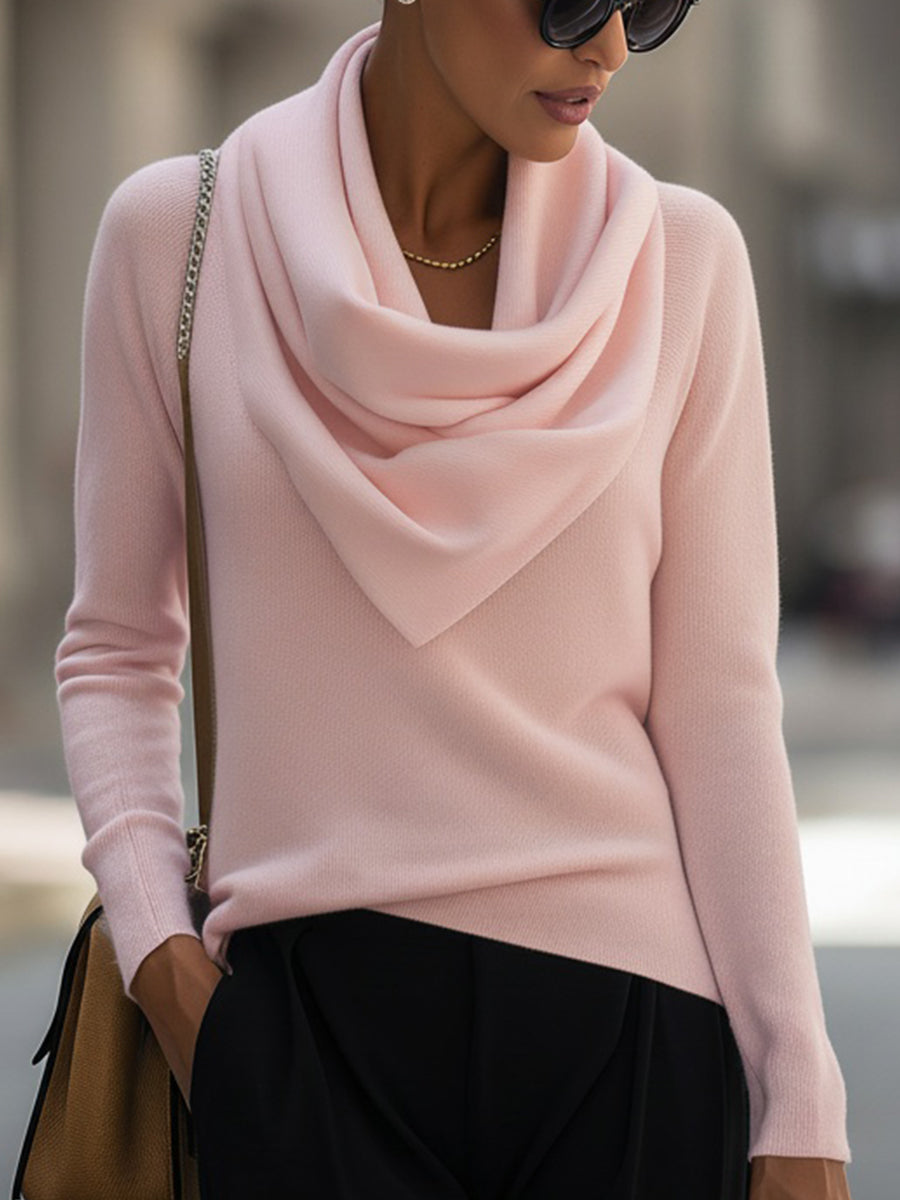 Maglione Zafren in maglia con scollo a cappuccio drappeggiato