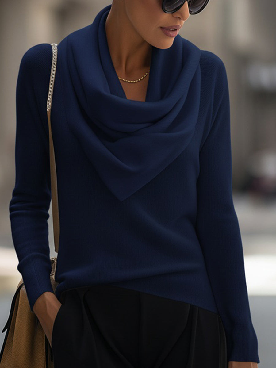 Maglione Zafren in maglia con scollo a cappuccio drappeggiato