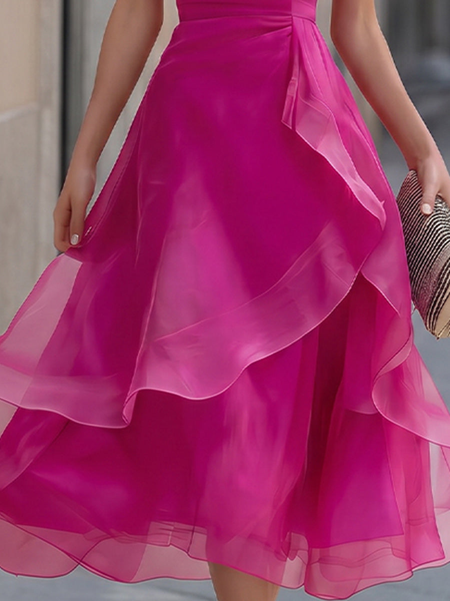 Robe Zafren à manches courtes et organza superposé