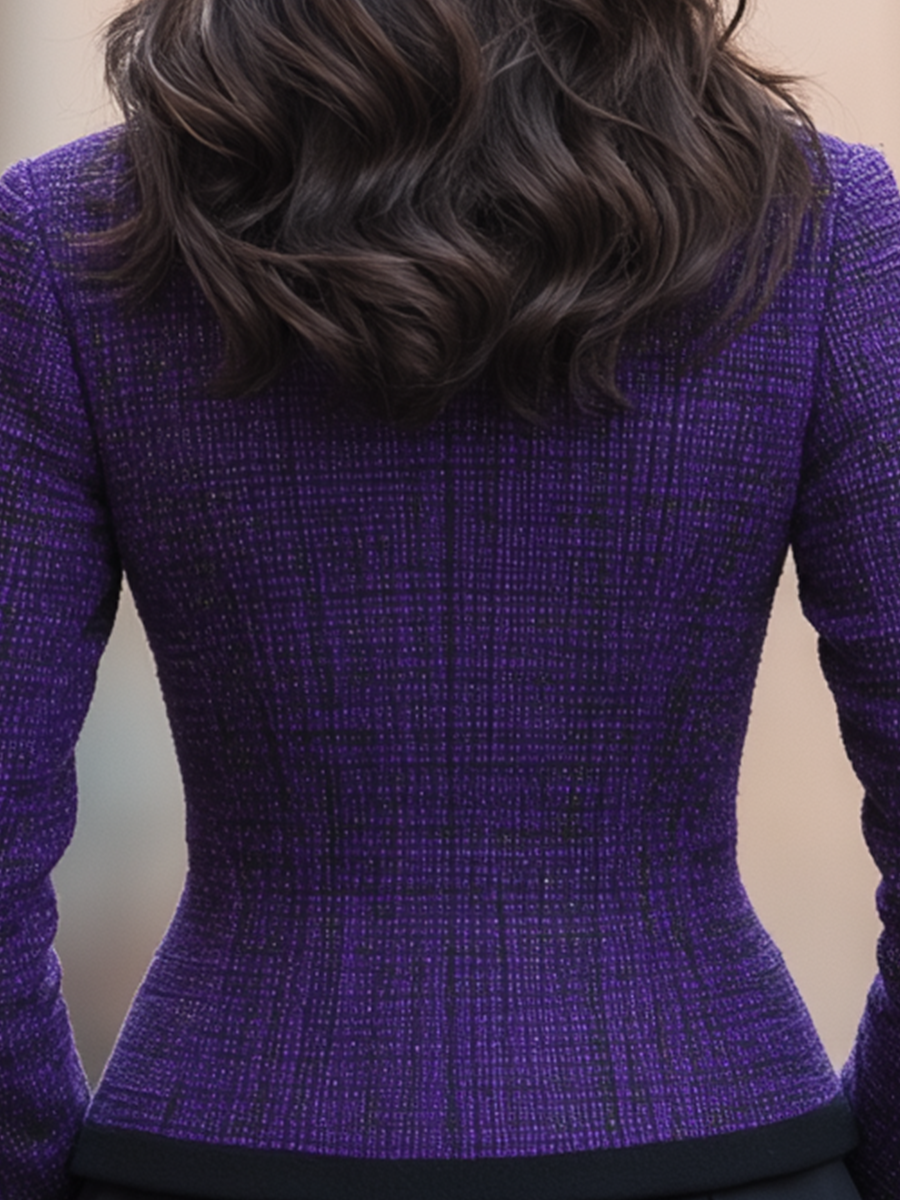 Zafren lila tweed állógalléros kabát