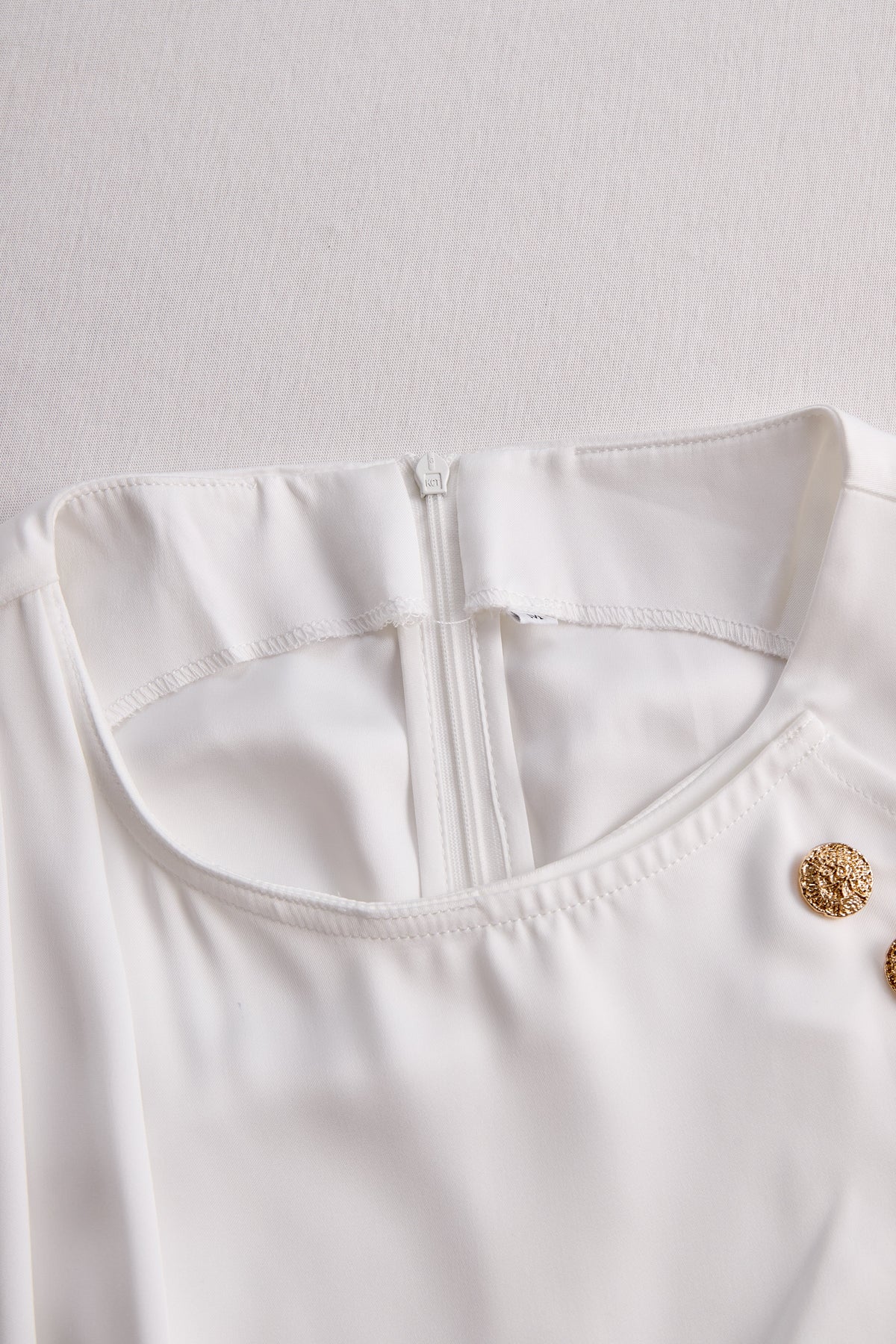 Zafren White Draped Asymmetric Button Top