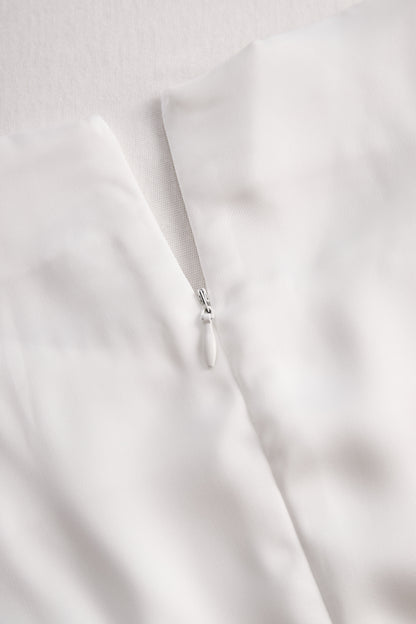 Zafren White Draped Asymmetric Button Top