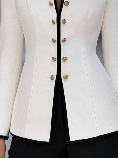 Blazer Zafren bianco in stile militare con bottoni dorati