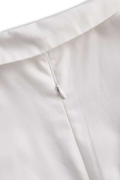 Zafren White Notch Lapel Wrap Dress