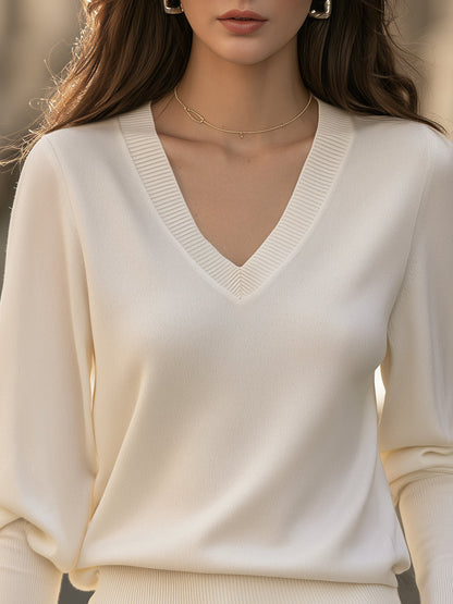 Maglione bianco Zafren dalla vestibilità morbida e scollo a V