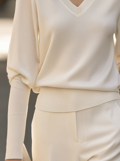 Maglione bianco Zafren dalla vestibilità morbida e scollo a V