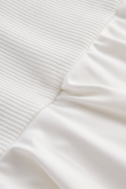 Robe patineuse Zafren blanche côtelée et plissée