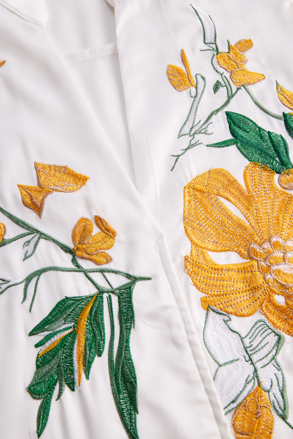 Zafren White Yellow Floral Embroidered Blouse