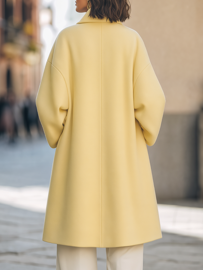 Oversize kabát Zafren ve žluté barvě se šálovým límcem